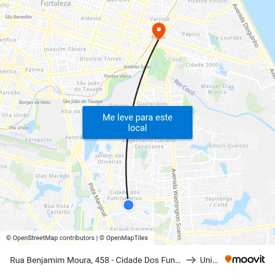 Rua Benjamim Moura, 458 - Cidade Dos Funcionários to Uninta map