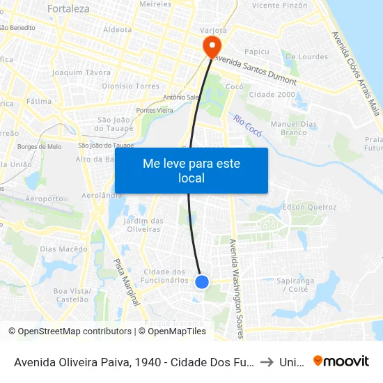 Avenida Oliveira Paiva, 1940 - Cidade Dos Funcionários to Uninta map
