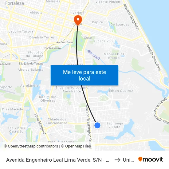Avenida Engenheiro Leal Lima Verde, S/N - Sapiranga to Uninta map