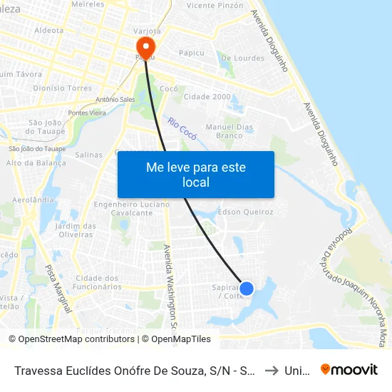Travessa Euclídes Onófre De Souza, S/N - Sapiranga to Uninta map