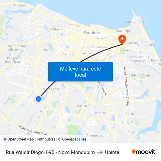 Rua Waldir Diogo, 695 - Novo Mondubim to Uninta map
