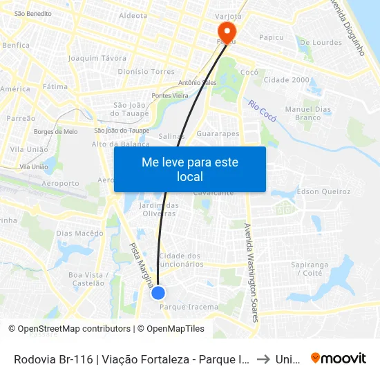 Rodovia Br-116 | Viação Fortaleza - Parque Iracema to Uninta map
