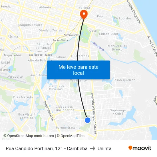 Rua Cândido Portinari, 121 - Cambeba to Uninta map