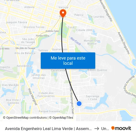 Avenida Engenheiro Leal Lima Verde | Assembleia De Deus - Sapiranga to Uninta map