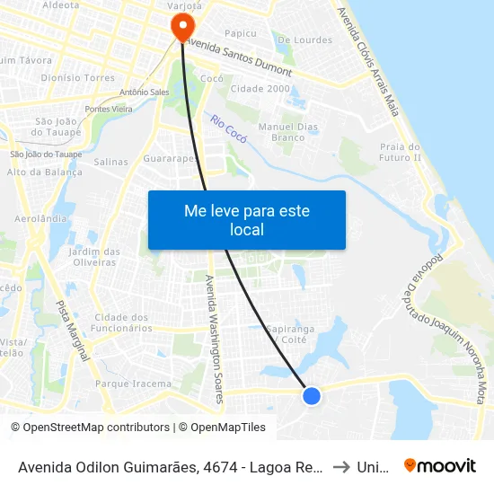 Avenida Odilon Guimarães, 4674 - Lagoa Redonda to Uninta map
