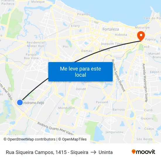 Rua Siqueira Campos, 1415 - Siqueira to Uninta map