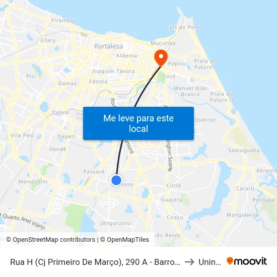 Rua H (Cj Primeiro De Março), 290 A - Barroso to Uninta map