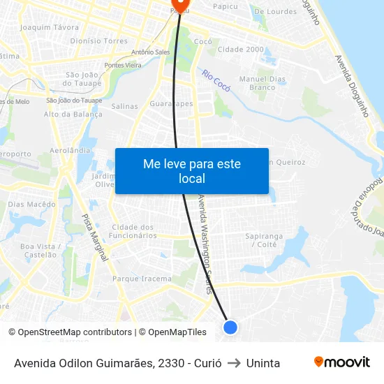 Avenida Odilon Guimarães, 2330 - Curió to Uninta map