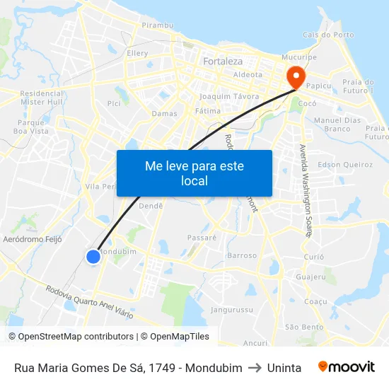 Rua Maria Gomes De Sá, 1749 - Mondubim to Uninta map