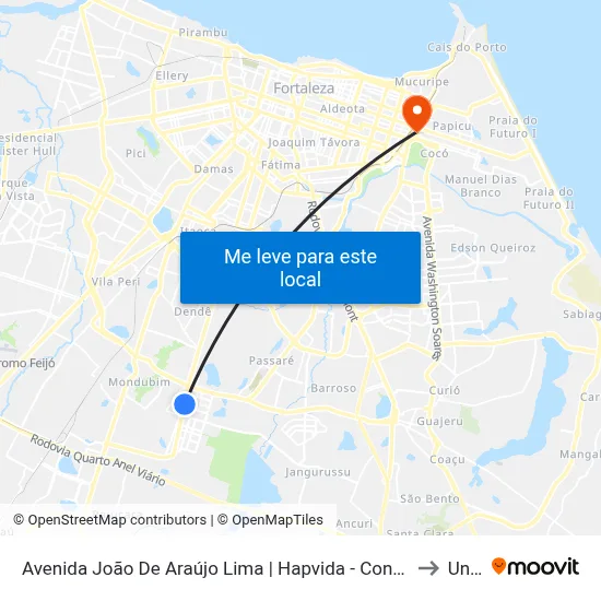 Avenida João De Araújo Lima | Hapvida - Conjunto Prefeito José Walter to Uninta map