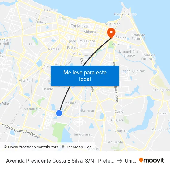 Avenida Presidente Costa E Silva, S/N - Prefeito José Walter to Uninta map