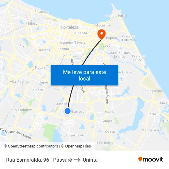 Rua Esmeralda, 96 - Passaré to Uninta map