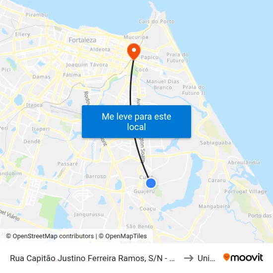 Rua Capitão Justino Ferreira Ramos, S/N - Guajeru to Uninta map