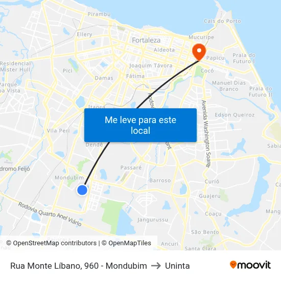 Rua Monte Líbano, 960 - Mondubim to Uninta map