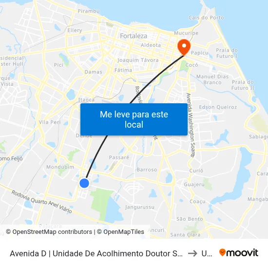 Avenida D | Unidade De Acolhimento Doutor Silas Munguba - Prefeito José Walter to Uninta map