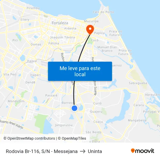 Rodovia Br-116, S/N - Messejana to Uninta map