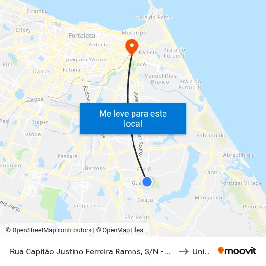 Rua Capitão Justino Ferreira Ramos, S/N - Guajeru to Uninta map