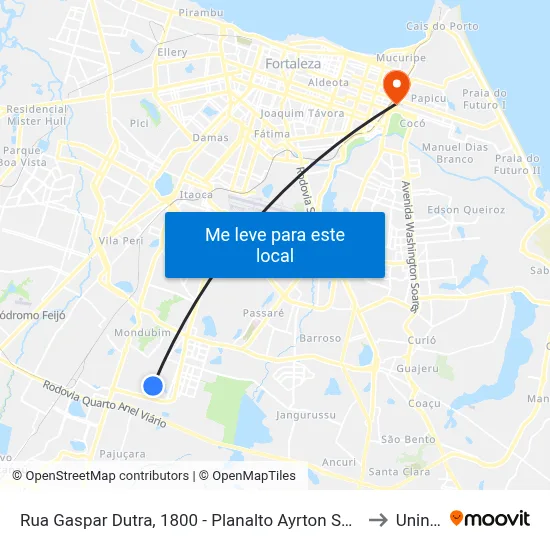 Rua Gaspar Dutra, 1800 - Planalto Ayrton Senna to Uninta map