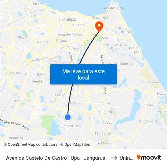 Avenida Castelo De Castro | Upa - Jangurussu to Uninta map