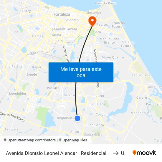 Avenida Dionísio Leonel Alencar | Residencial São Francisco - Jangurussu to Uninta map