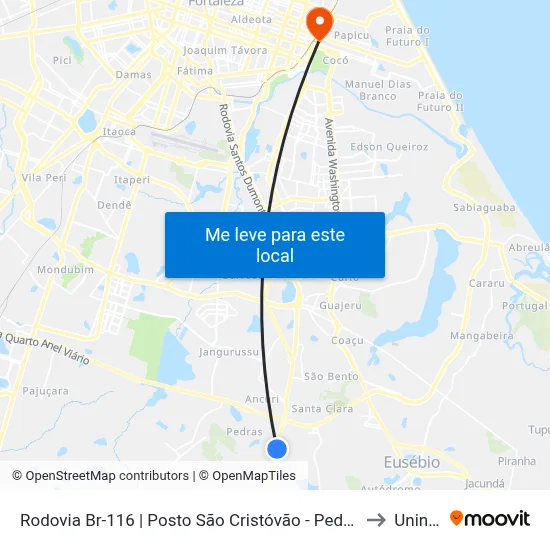 Rodovia Br-116 | Posto São Cristóvão - Pedras to Uninta map