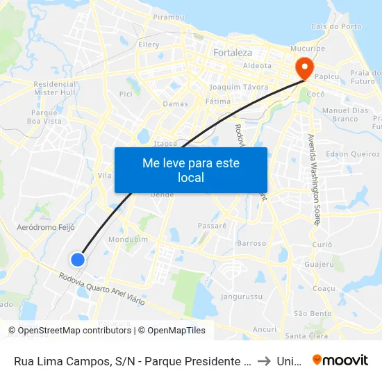 Rua Lima Campos, S/N - Parque Presidente Vargas to Uninta map