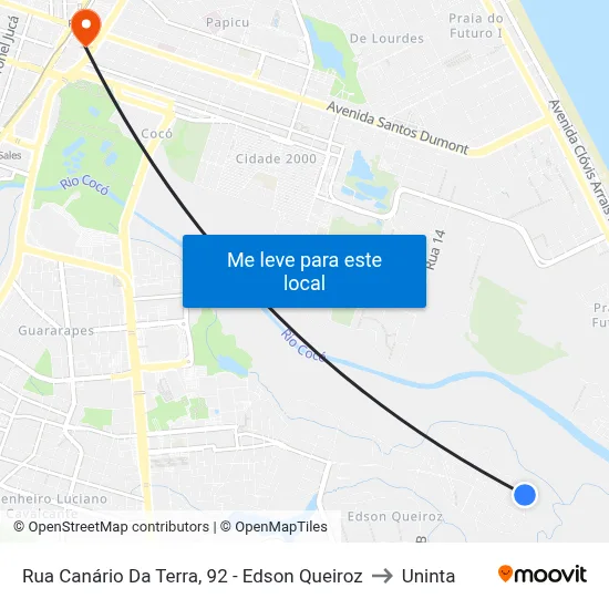 Rua Canário Da Terra, 92 - Edson Queiroz to Uninta map