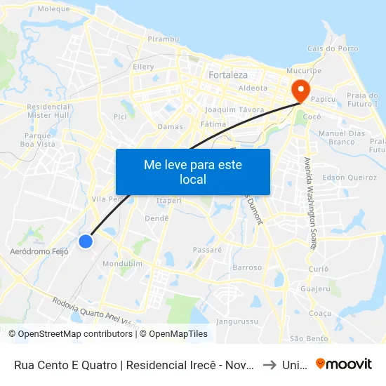 Rua Cento E Quatro | Residencial Irecê - Novo Mondubim to Uninta map