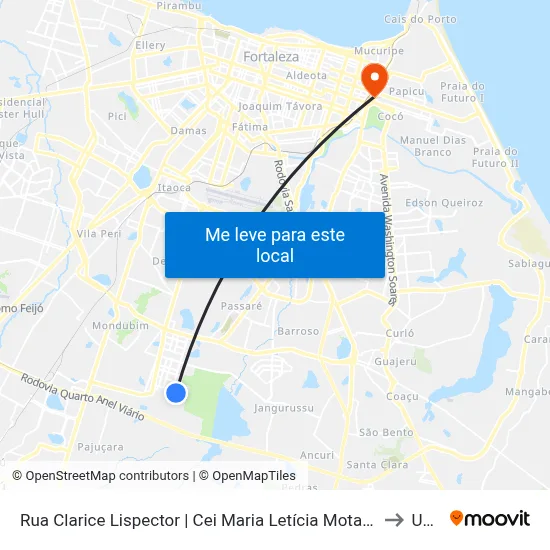 Rua Clarice Lispector | Cei Maria Letícia Mota Moreira - Prefeito José Walter to Uninta map
