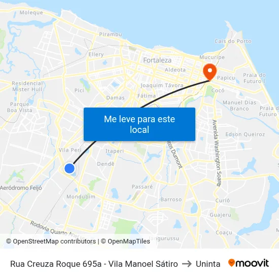 Rua Creuza Roque 695a - Vila Manoel Sátiro to Uninta map