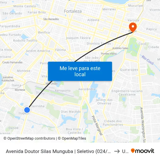 Avenida Doutor Silas Munguba | Seletivo (024/041/049/306/309/311/312/321/339/349/352/391) - Itaperi to Uninta map