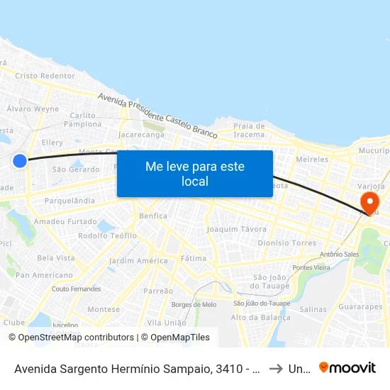 Avenida Sargento Hermínio Sampaio, 3410 - Presidente Kennedy to Uninta map