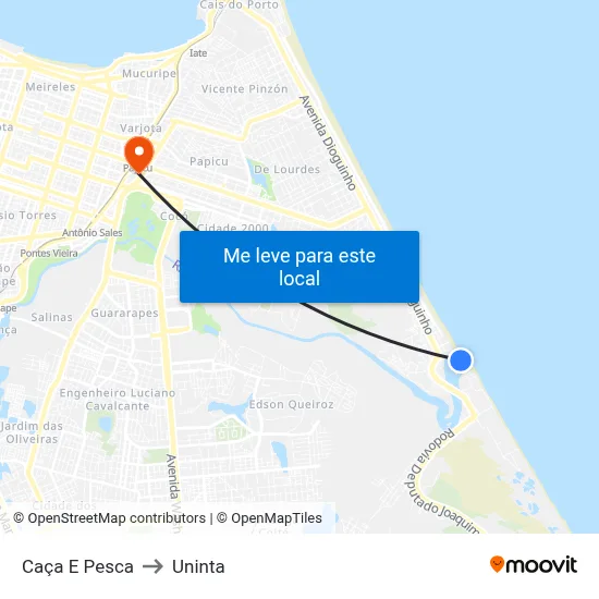 Caça E Pesca to Uninta map