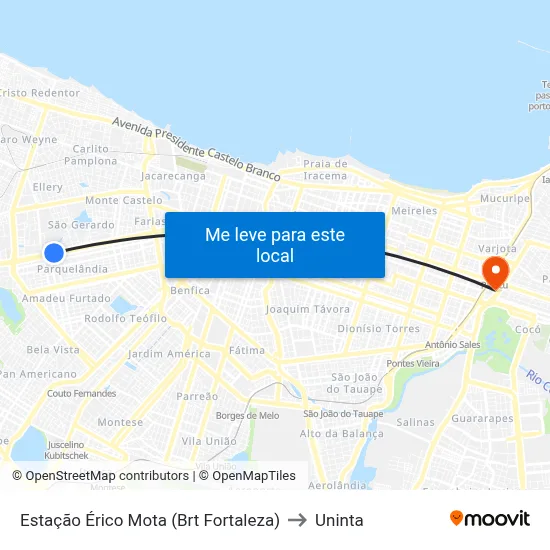 Estação Érico Mota (Brt Fortaleza) to Uninta map