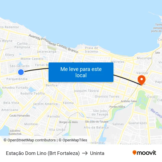 Estação Dom Lino (Brt Fortaleza) to Uninta map