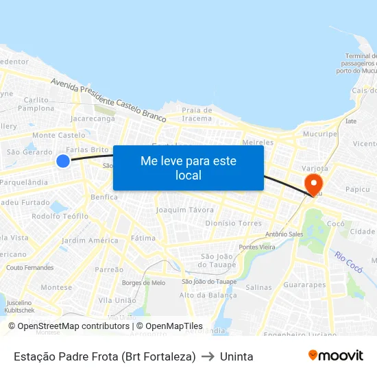 Estação Padre Frota (Brt Fortaleza) to Uninta map
