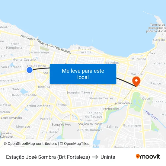 Estação José Sombra (Brt Fortaleza) to Uninta map