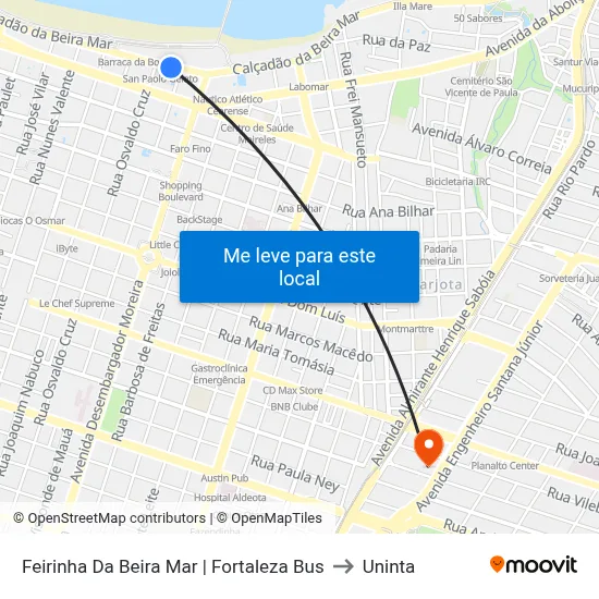 Feirinha Da Beira Mar | Fortaleza Bus to Uninta map
