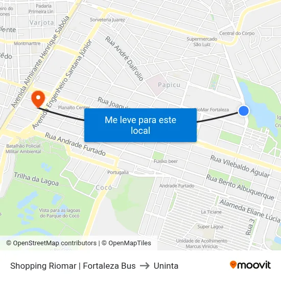 Shopping Riomar | Fortaleza Bus to Uninta map