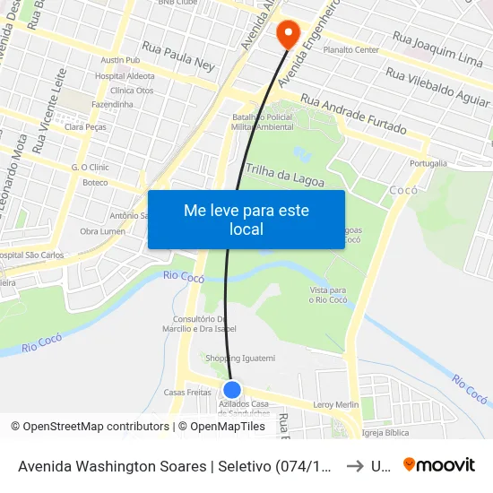 Avenida Washington Soares | Seletivo (074/1074/075/1075/806/816) - Guararapes to Uninta map