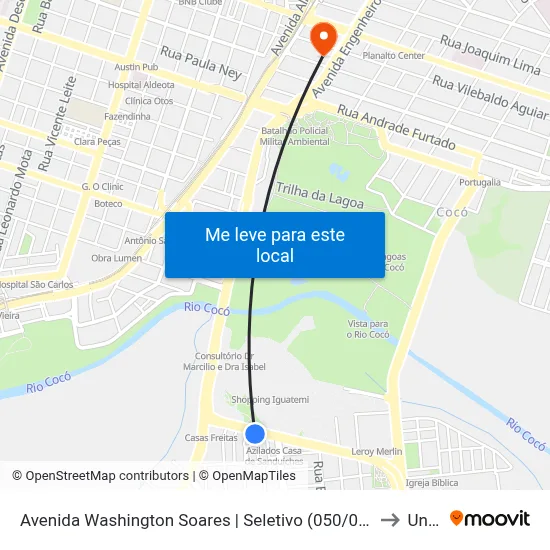 Avenida Washington Soares | Seletivo (050/052/053) - Guararapes to Uninta map