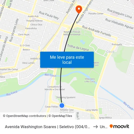 Avenida Washington Soares | Seletivo (004/021/023/068) - Guararapes to Uninta map