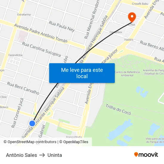 Antônio Sales to Uninta map