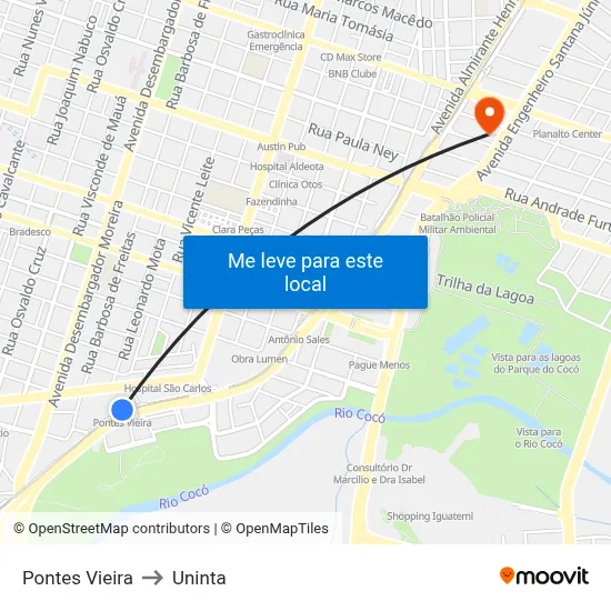 Pontes Vieira to Uninta map