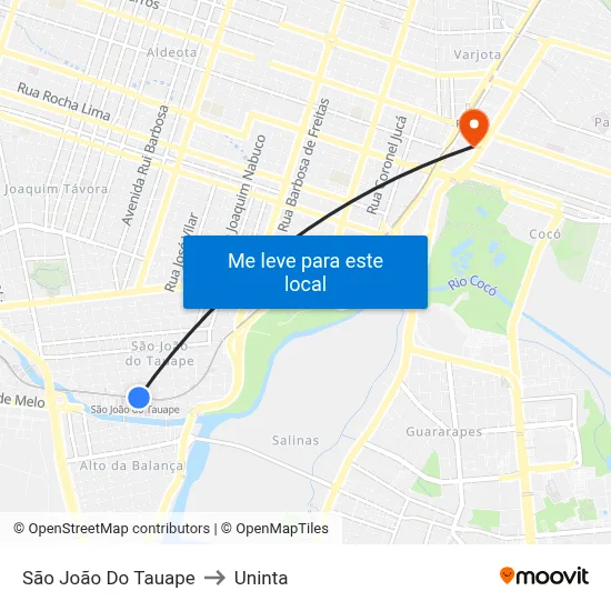 São João Do Tauape to Uninta map
