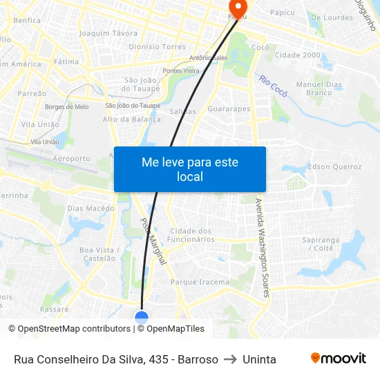Rua Conselheiro Da Silva, 435 - Barroso to Uninta map