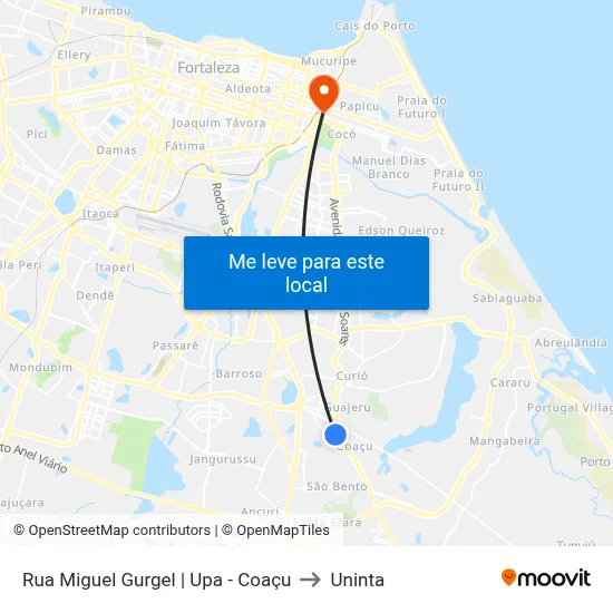 Rua Miguel Gurgel | Upa - Coaçu to Uninta map