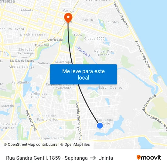 Rua Sandra Gentil, 1859 - Sapiranga to Uninta map