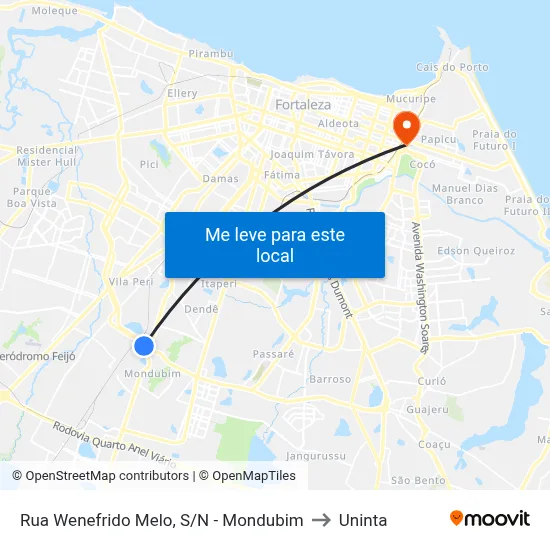 Rua Wenefrido Melo, S/N - Mondubim to Uninta map