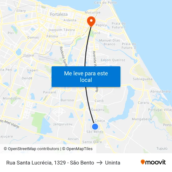 Rua Santa Lucrécia, 1329 - São Bento to Uninta map